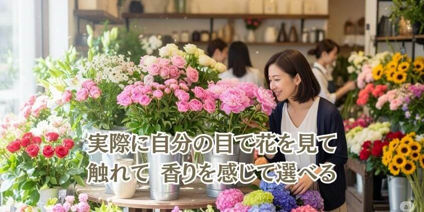 「実際に花を見て選べる」地元の花屋の利点