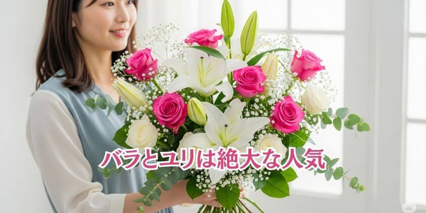 「バラやユリ」は人気で比較的高価な傾向