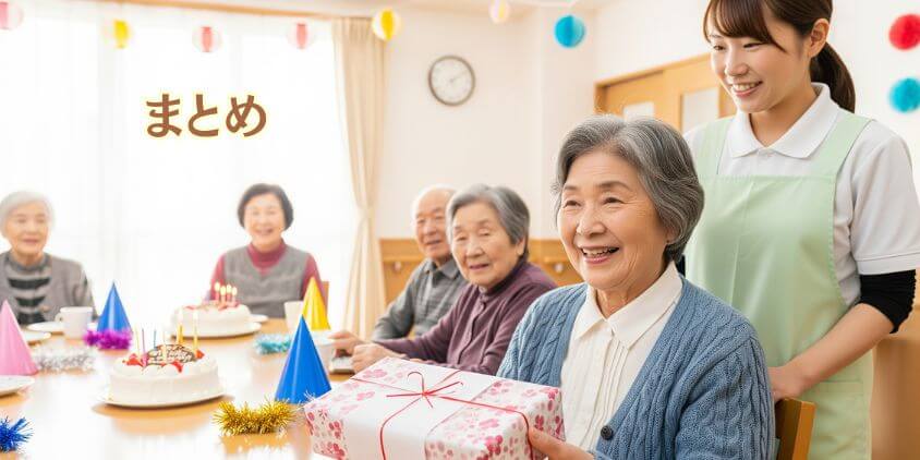 デイサービスで高齢者へにの誕生日プレゼントのまとめ