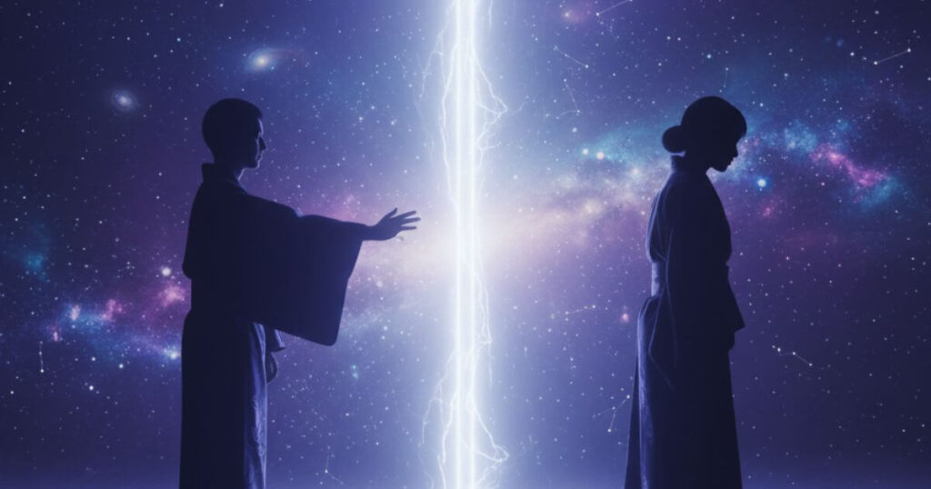 ツインレイのサイレント期間における魂の分離と試練のスピリチュアルイメージ