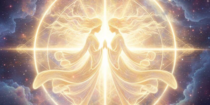 統合期に向かうツインレイの魂が一つになっていく様子を表すスピリチュアルなイメージ
