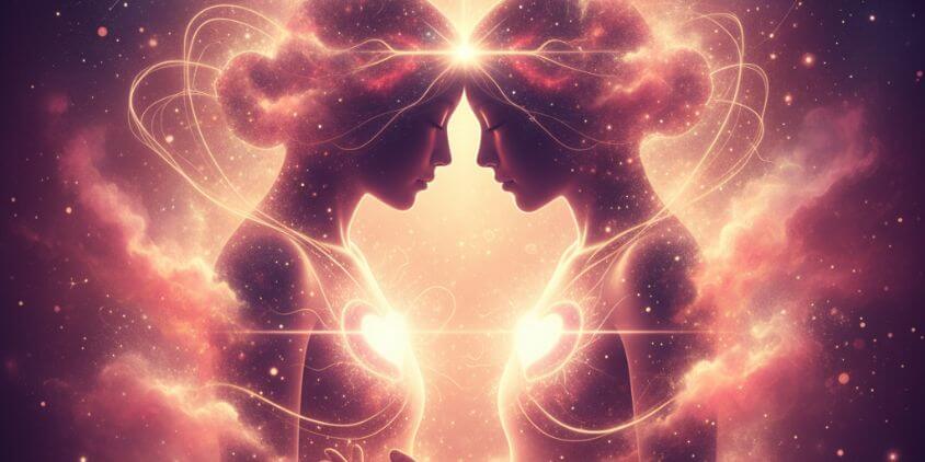 ツインレイ同士の性エネルギー交流と精神的な繋がりを表す光のエネルギー