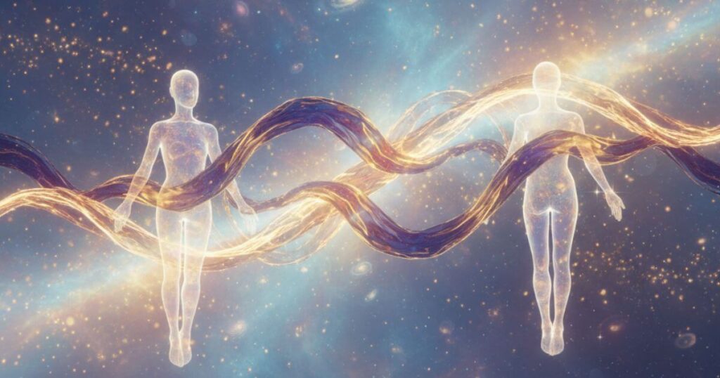 離れていても魂で繋がるツインレイのサイレント期間を表現する幻想的な光のイメージ