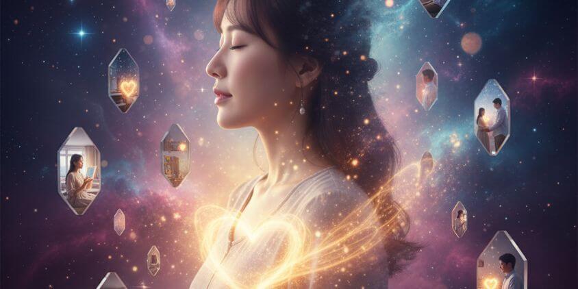 ツインレイ統合前の別の異性との試練と魂の成長を象徴するスピリチュアルイメージ