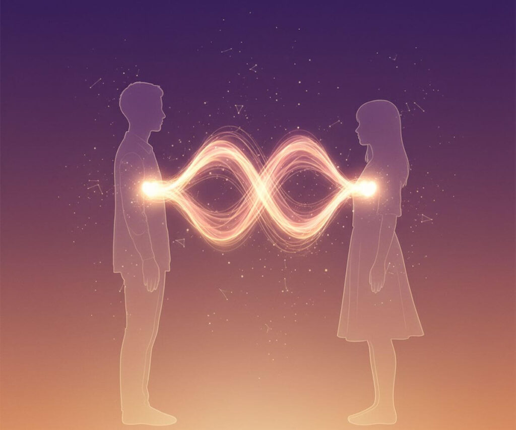ツインレイ同士の性エネルギー交流を表現した神秘的なエネルギーの流れ