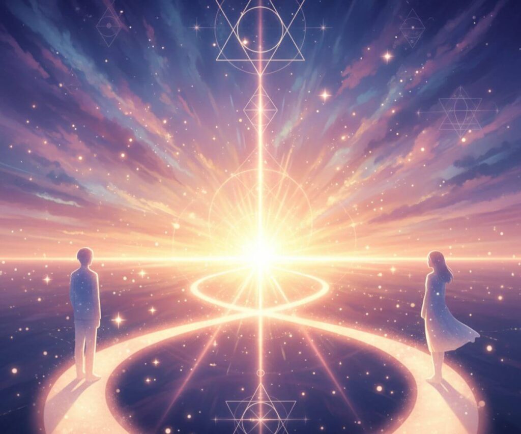 ツインレイの統合に向かう魂の旅路と再会を象徴する希望に満ちた光景
