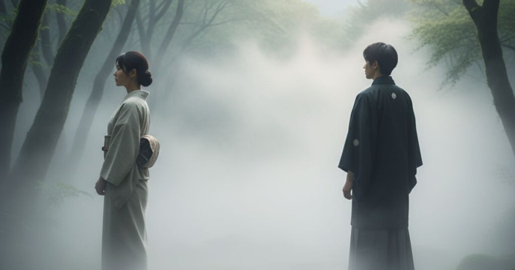 サイレント期間を象徴する離れ離れになった二人のシルエット