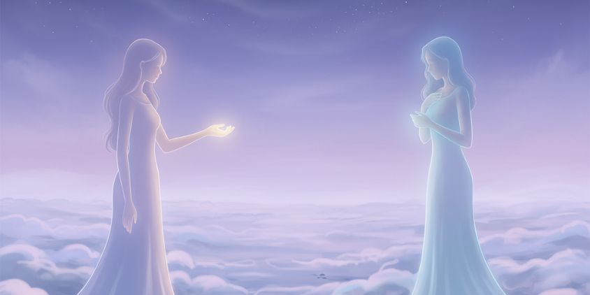 ツインレイのサイレント期間を表現した離れ離れになる二つの魂のイメージ