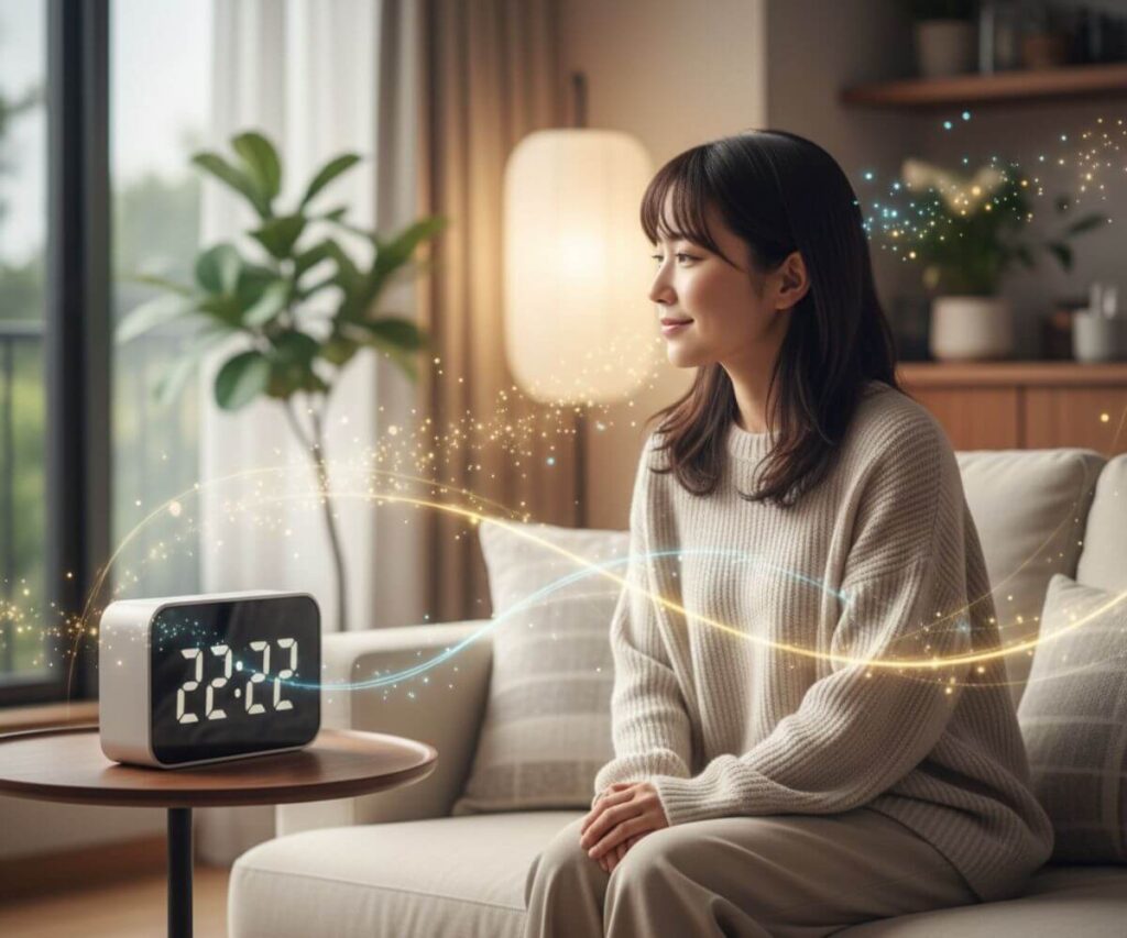 エンジェルナンバーのメッセージに気づく女性