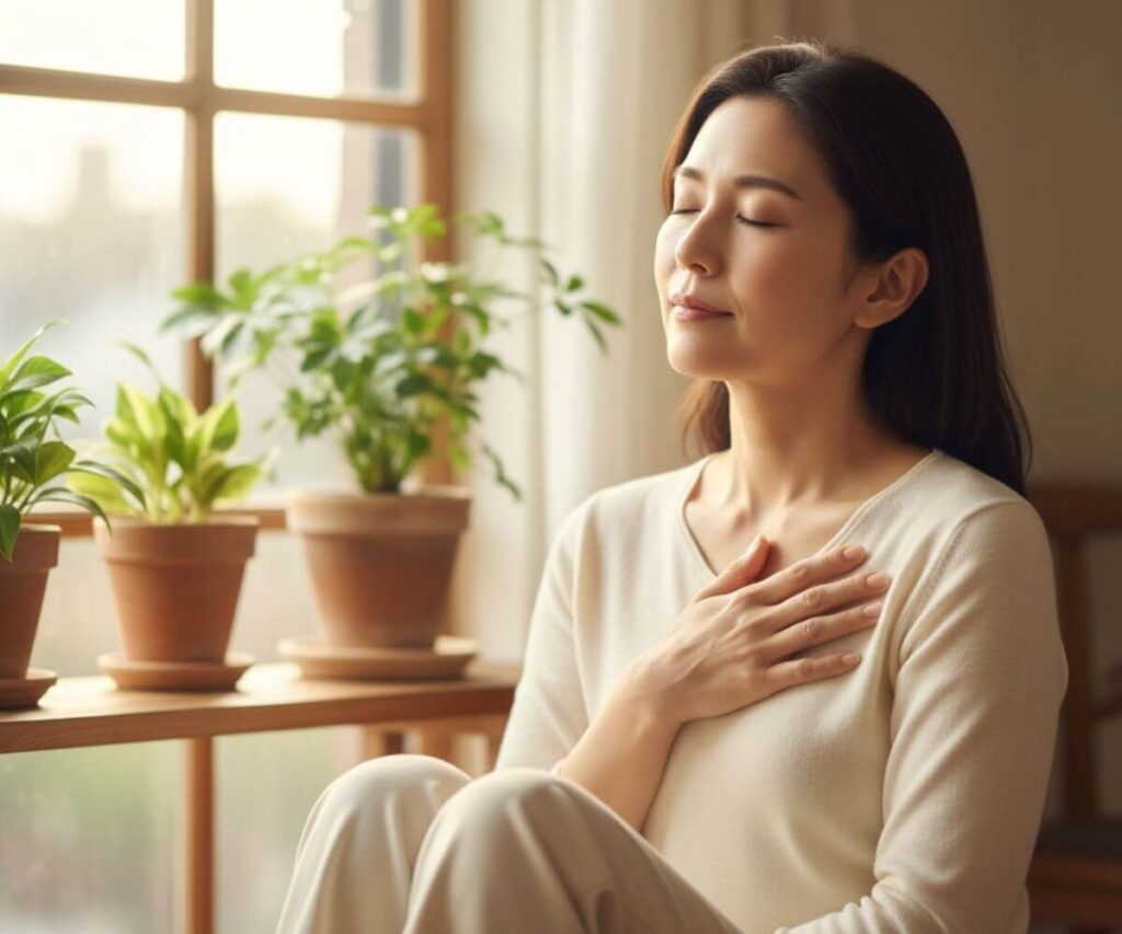 本物の愛と繋がりを見極めるために内観する女性