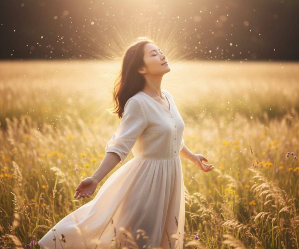 無償の愛に目覚め自由と平和を感じる女性