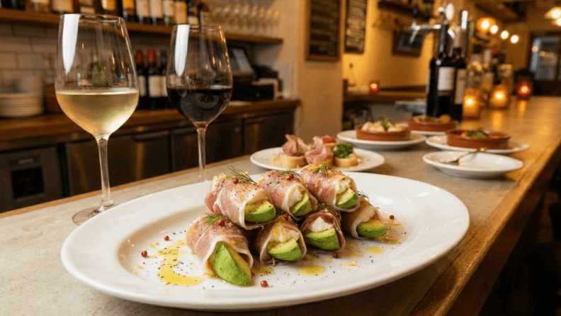 生ハムとアボカドのクリームチーズ巻きはワインに合う