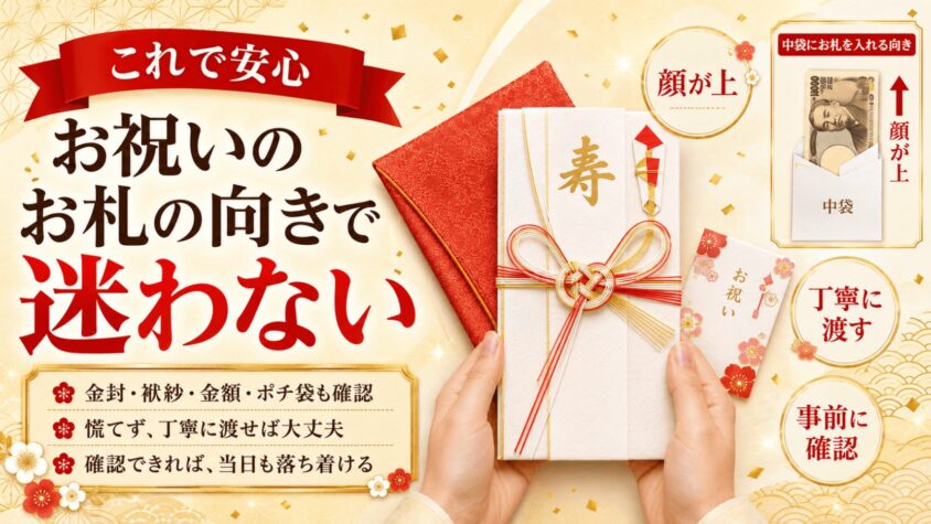 お祝いのお札の向きで迷わない