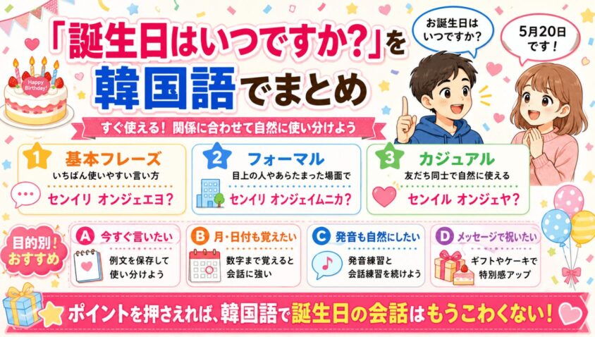 誕生日はいつですかを韓国語でのまとめ