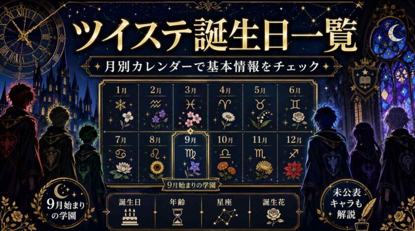 ツイステ誕生日一覧と月別カレンダーで見るキャラクター基本情報
